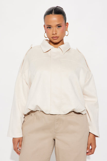 Harlowe Oversized Faux Suede Jacket - Bone