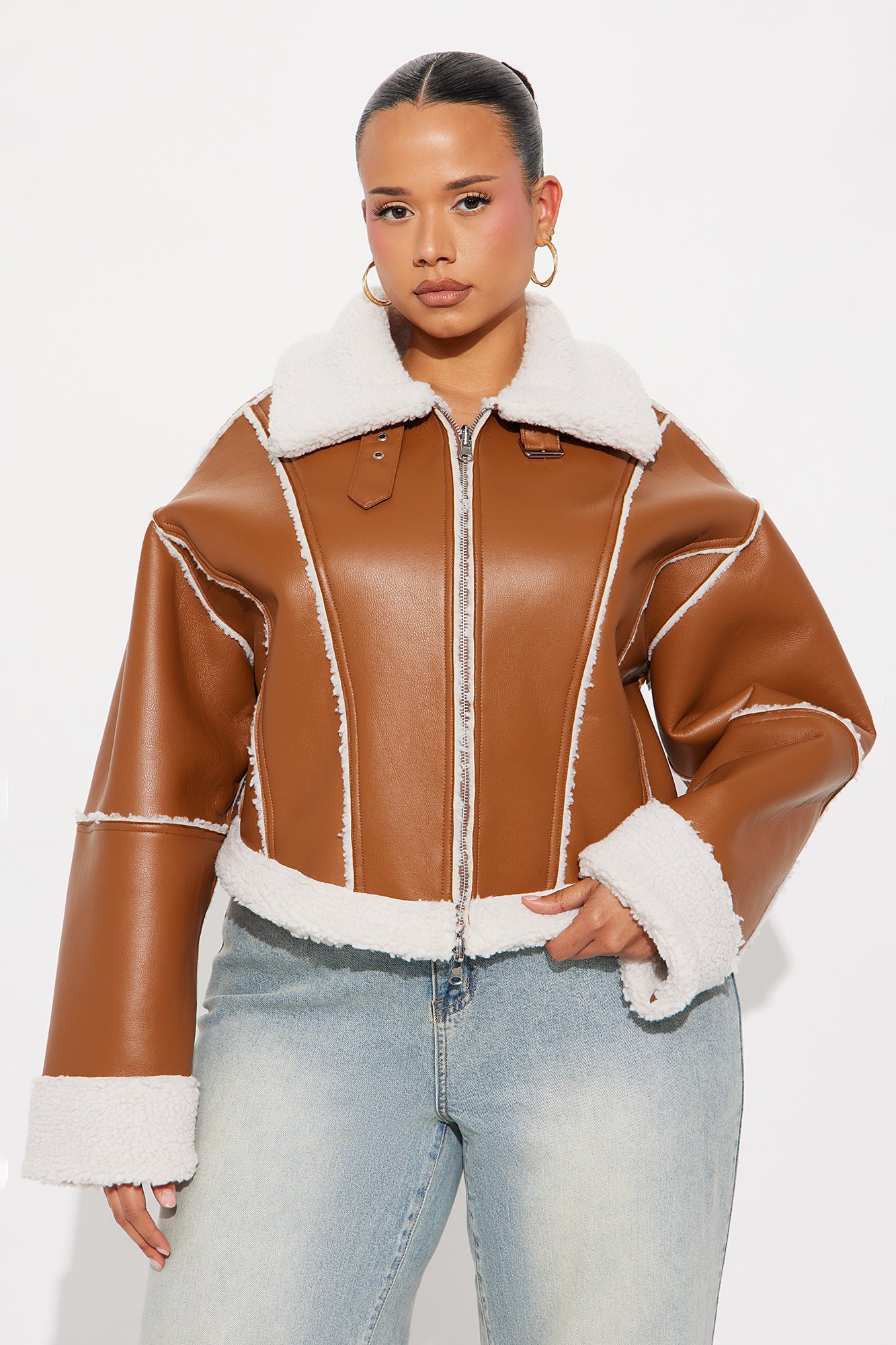 Wild Ride Reversible Faux Leather Moto Jacket - Brown/combo