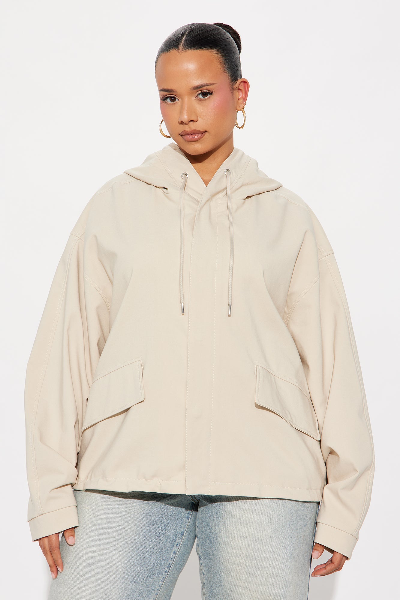 Aiden Nylon Blend Hooded Jacket - Sand