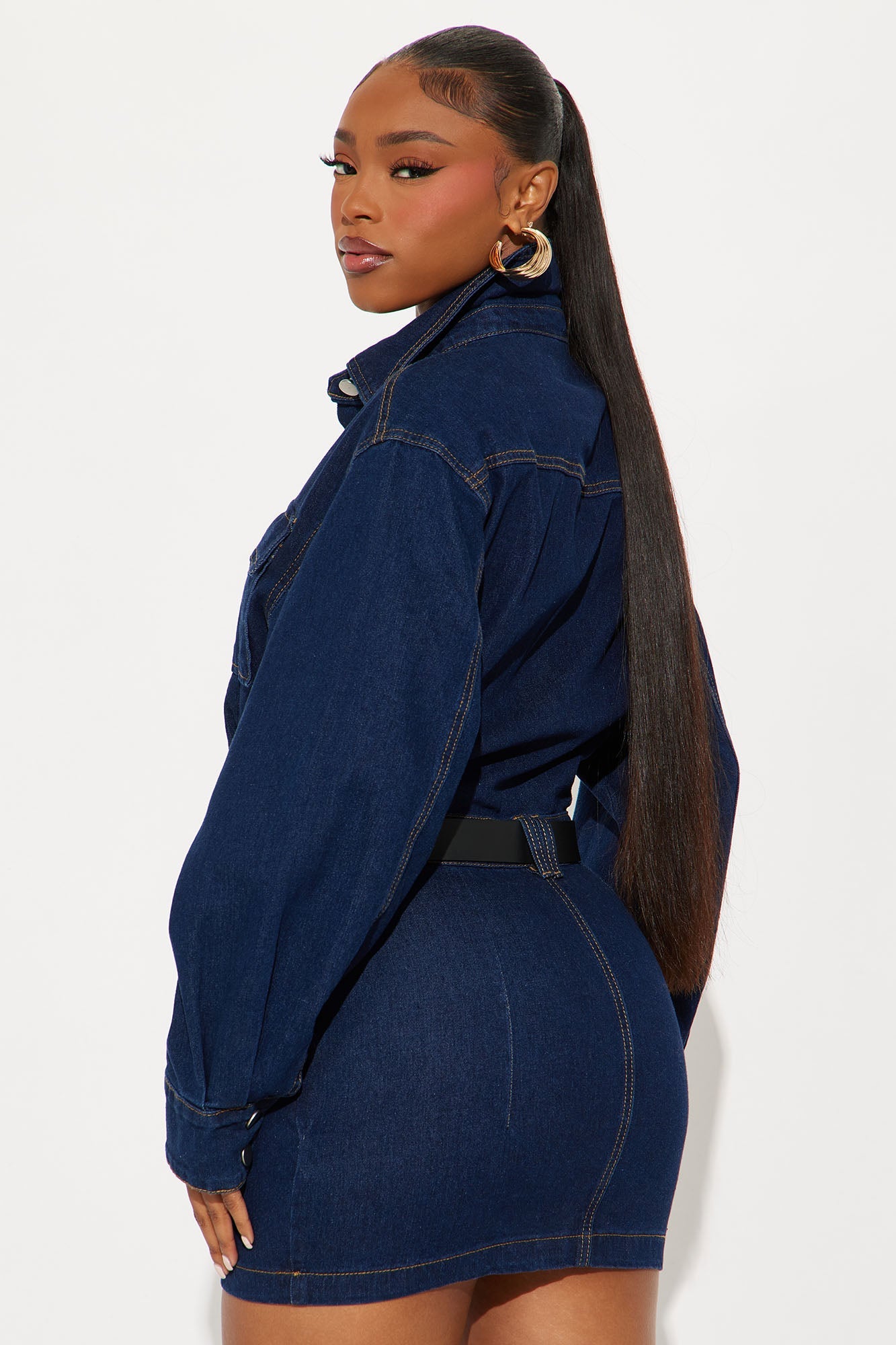 Brooke Belted Denim Mini Dress - Dark Denim