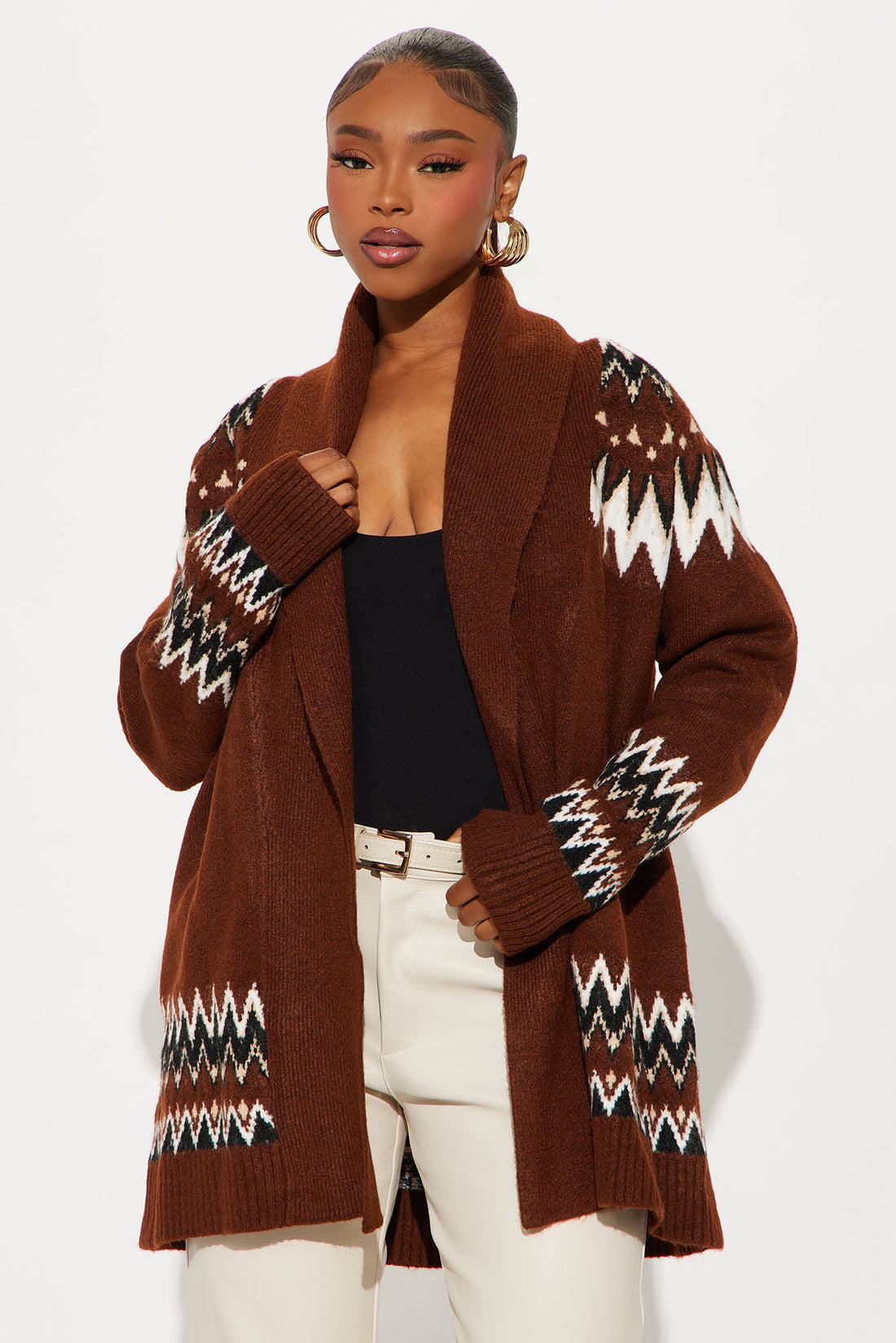 Weekend Crush Fair Isle Cardigan - Brown/combo