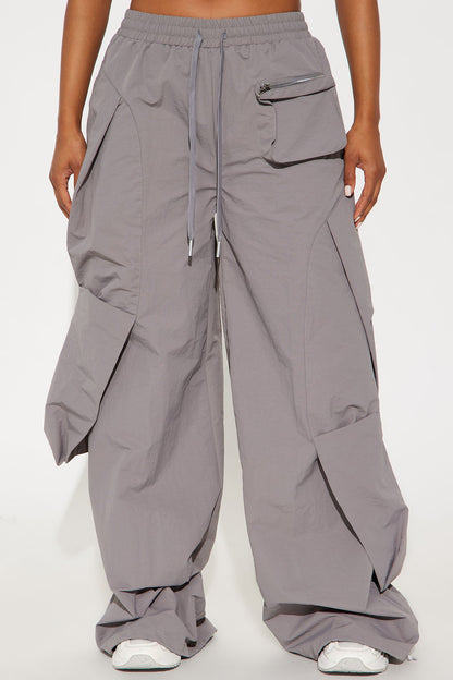 Mind Your Own Business Parachute Jogger - Grey