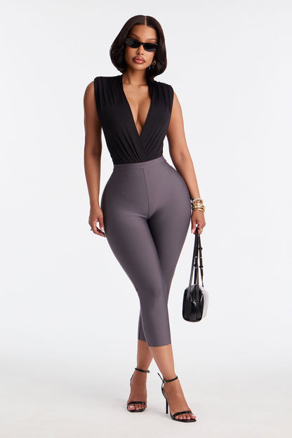 Jasmine Bandage Capri Pant - Charcoal