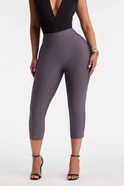 Jasmine Bandage Capri Pant - Charcoal