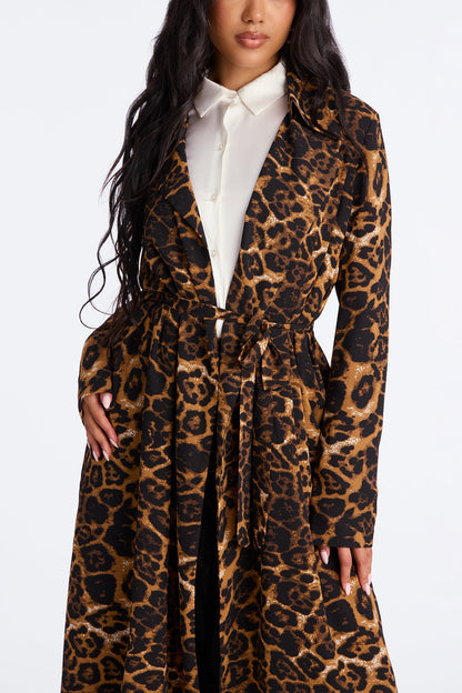 Styled by Emotion Chiffon Leopard Trench - Leopard