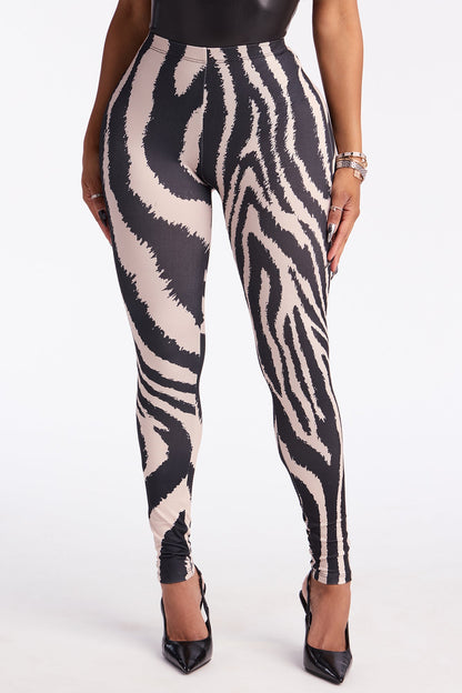 Effie Midrise Zebra Print Legging - Black/combo