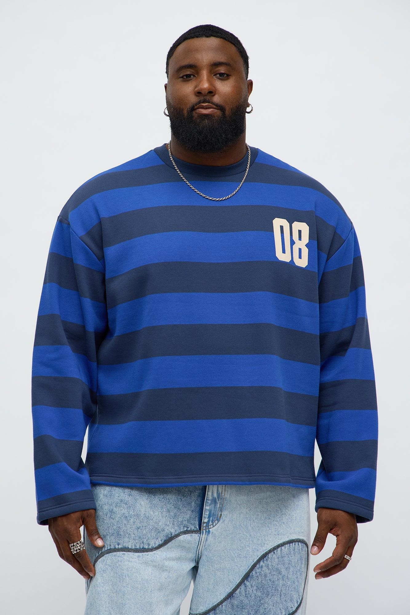 Champions Stripe Crewneck Sweatshirt - Navy/combo