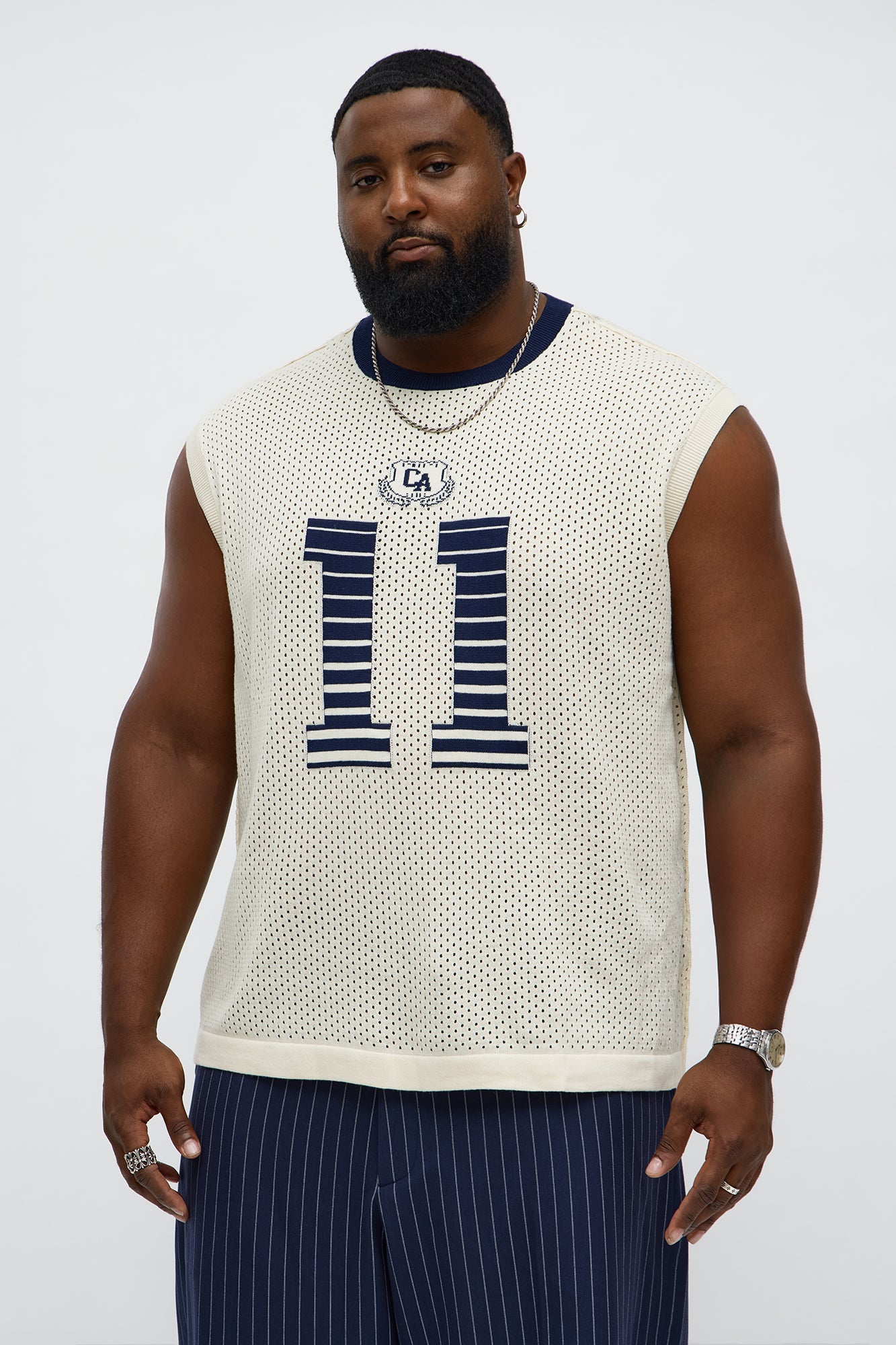Knit Retro Jersey Tank - Off White/combo