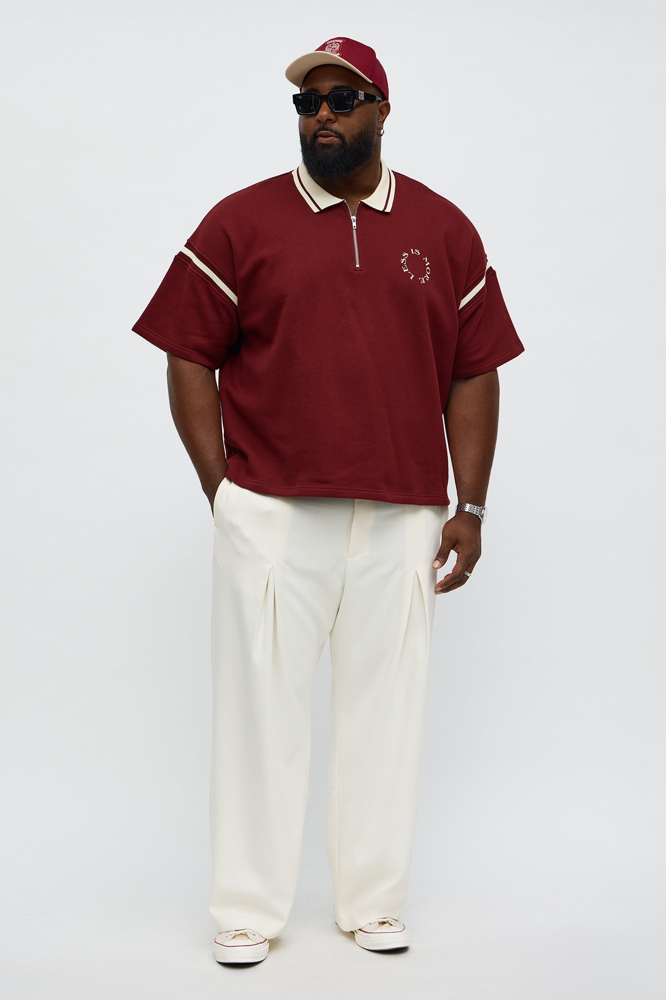 Less Is More Fleece Polo - Red/combo