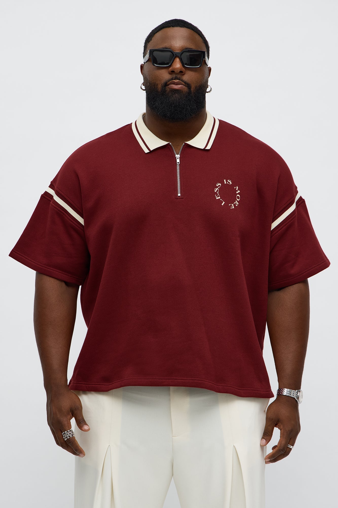 Less Is More Fleece Polo - Red/combo