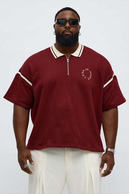 Less Is More Fleece Polo - Red/combo