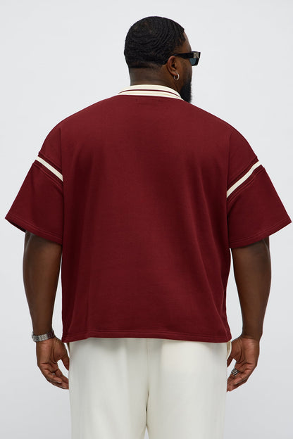 Less Is More Fleece Polo - Red/combo