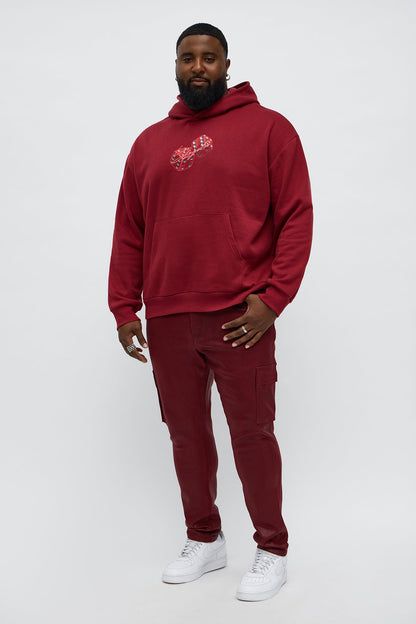Skinny Down The Streets Waxed Cargo Jean - Burgundy