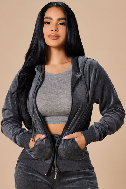 The Original Trendsetter Velour Set - Charcoal