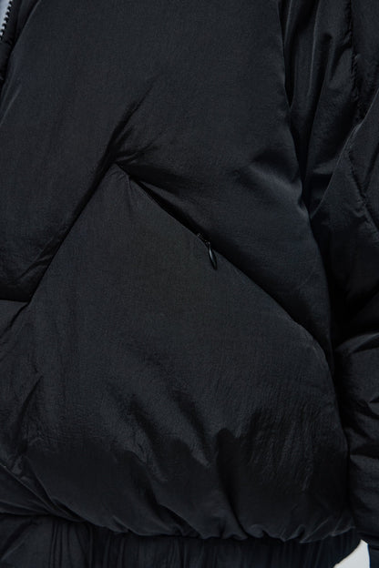 Cropped Look At Me Paneled Puffer Jacket - Black