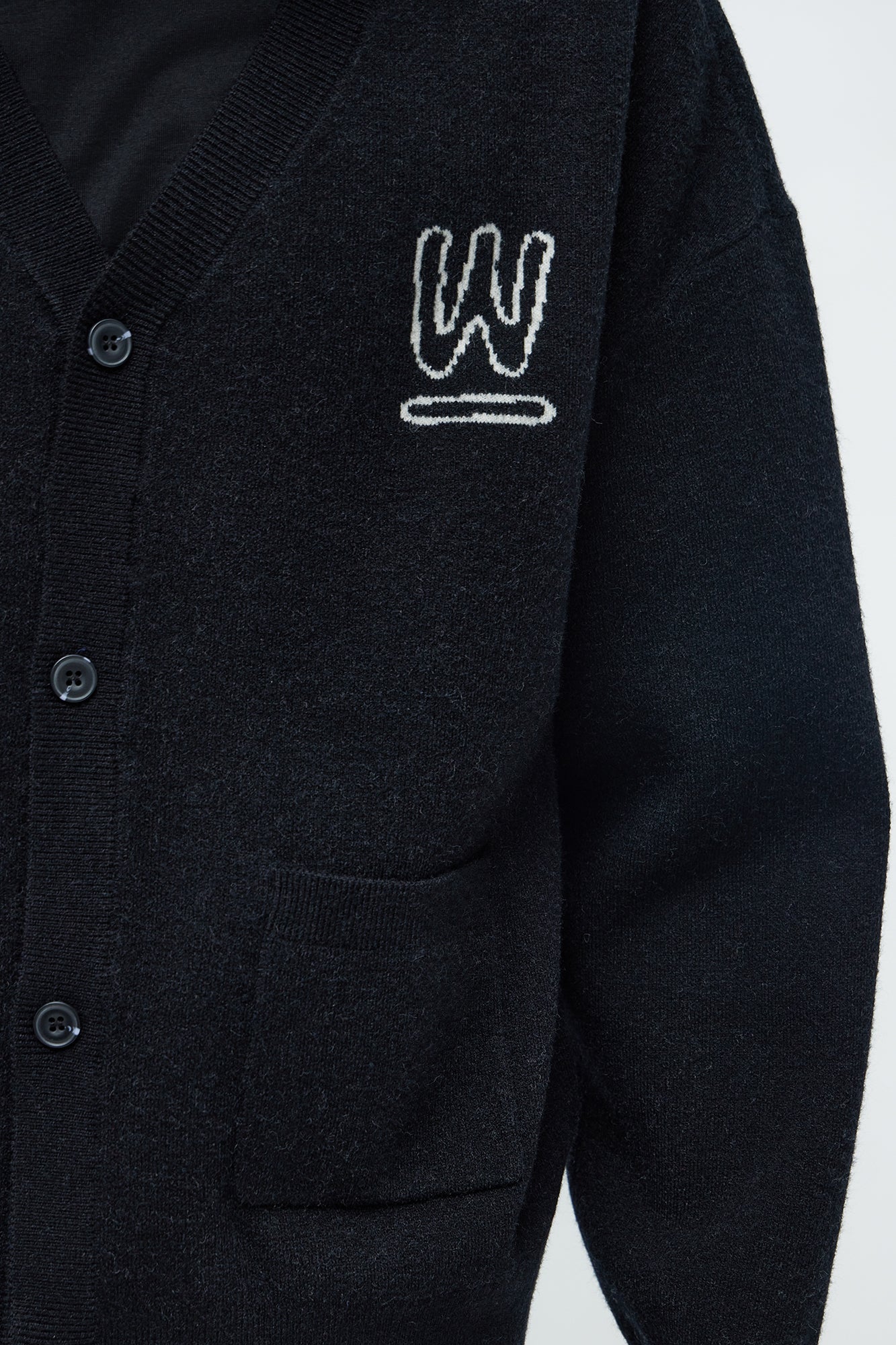 Cropped Clover Academic Sweater Cardigan - Black