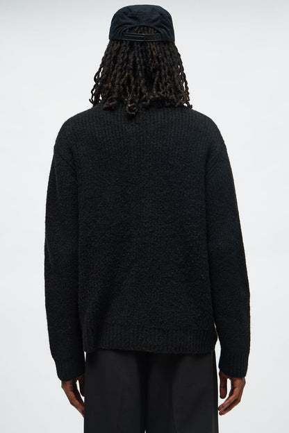 Oversized Willow Ribbed Zip Up Sweater - Black