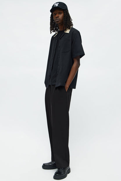 Panel Trim Button Up Shirt - Black