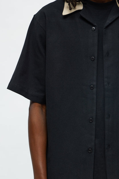 Panel Trim Button Up Shirt - Black