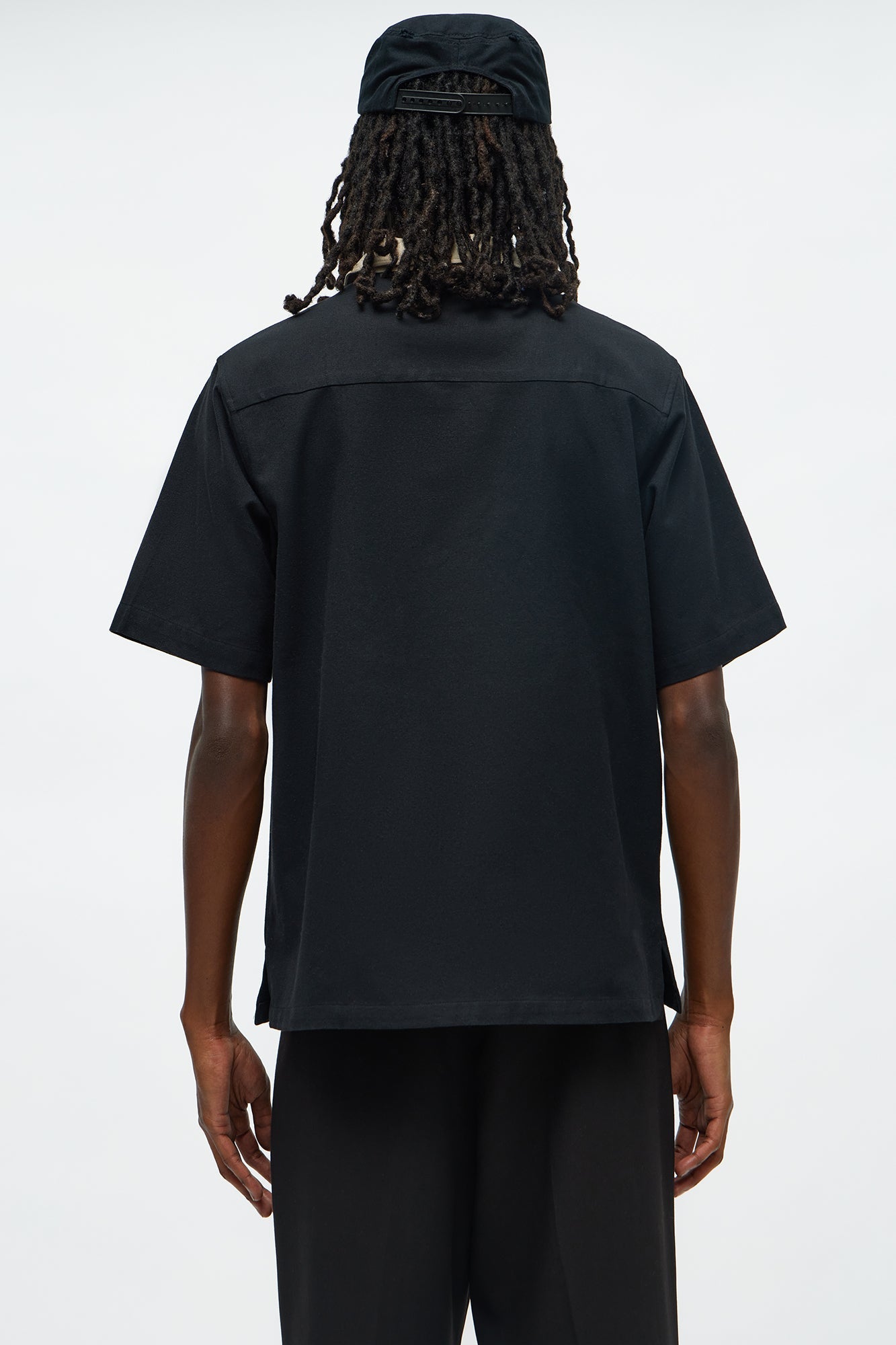 Panel Trim Button Up Shirt - Black
