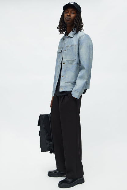 Ellis Faux Leather Jacket - Blue