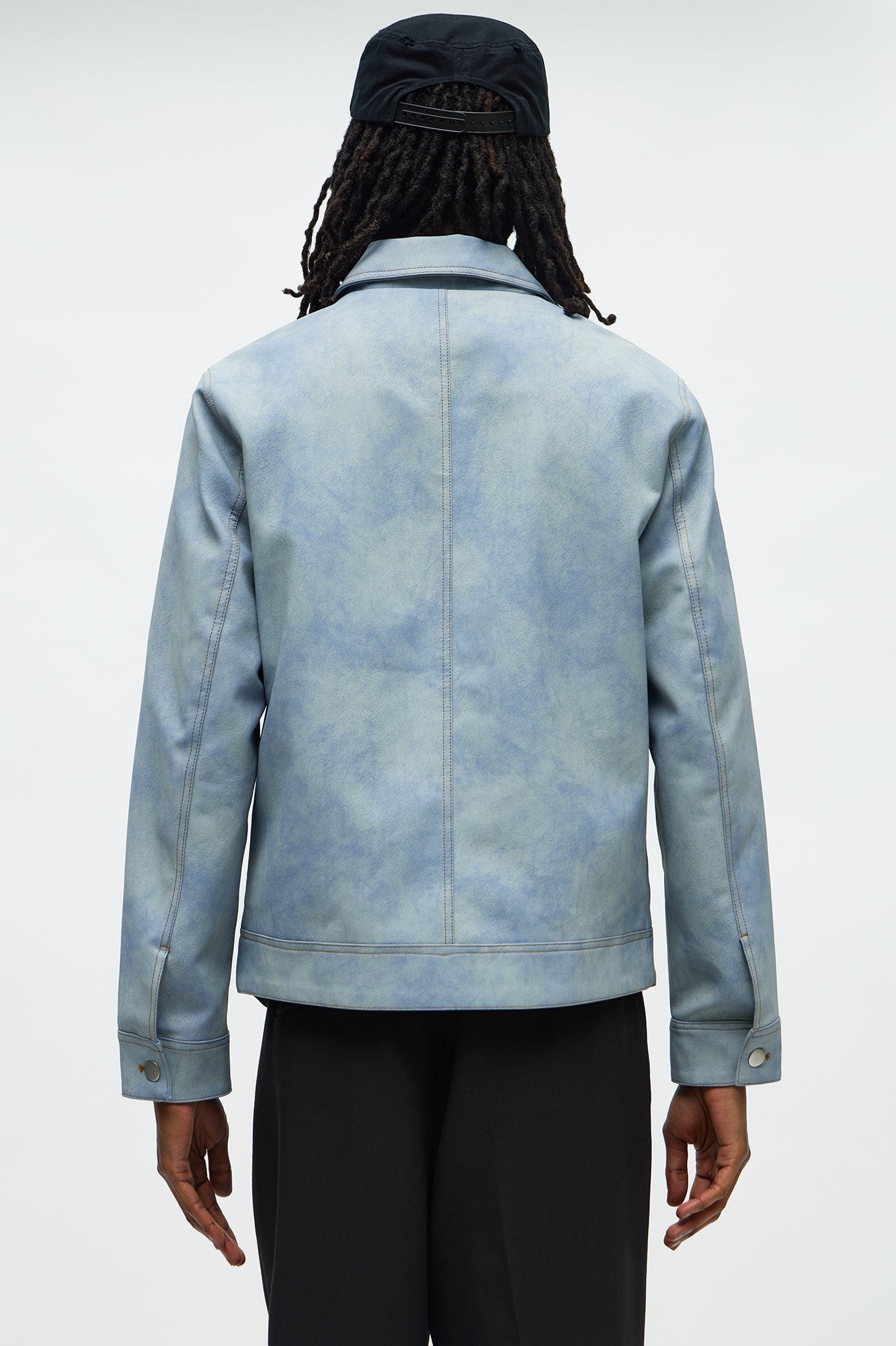 Ellis Faux Leather Jacket - Blue
