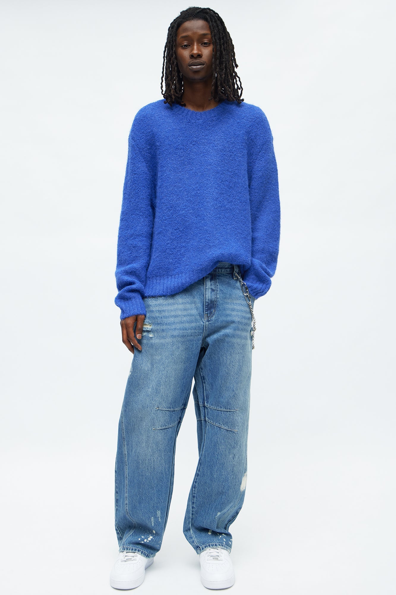 Oversized Fluffy Sweater - Blue