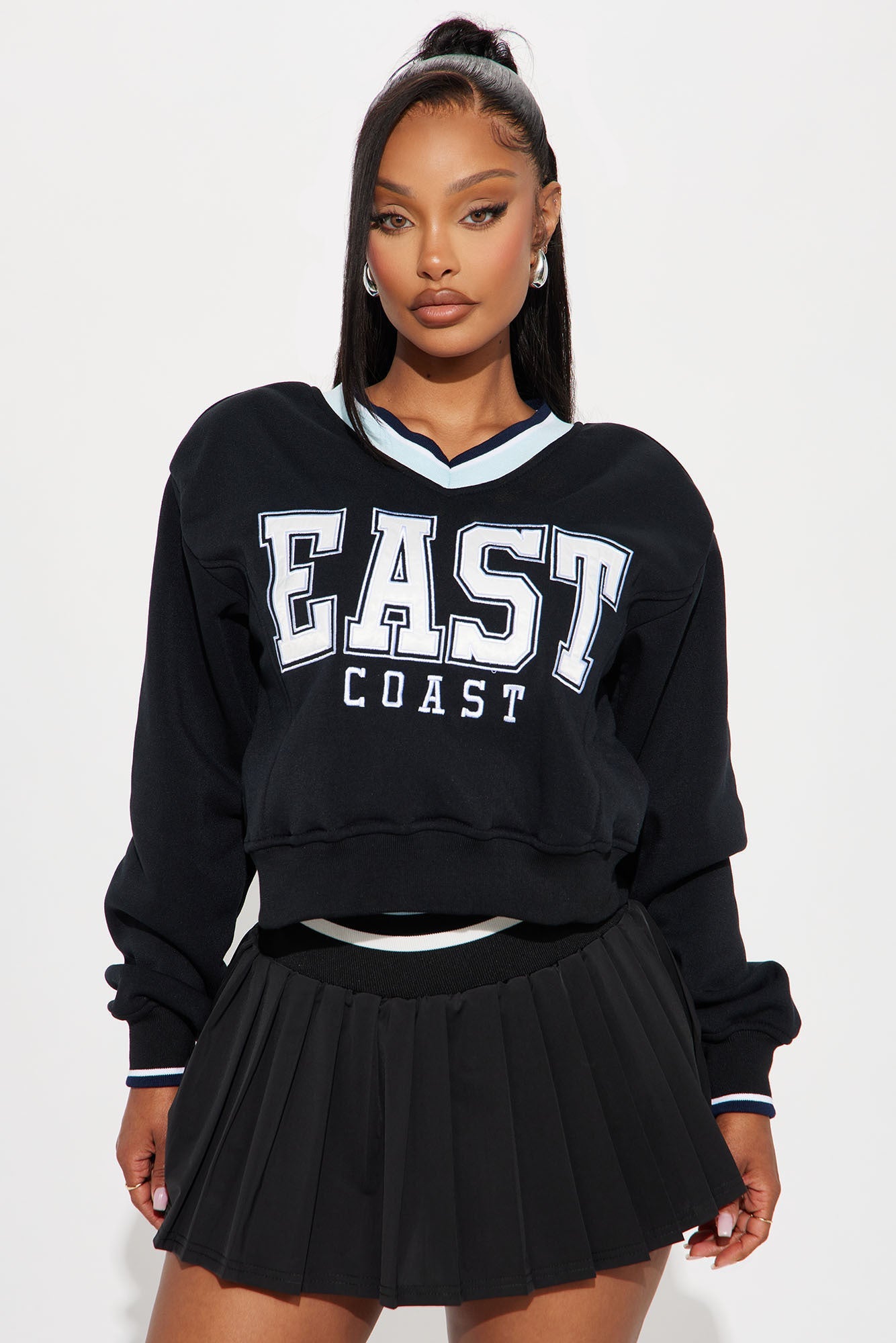 Coast To Coast Pleated Mini Skirt Set - Black