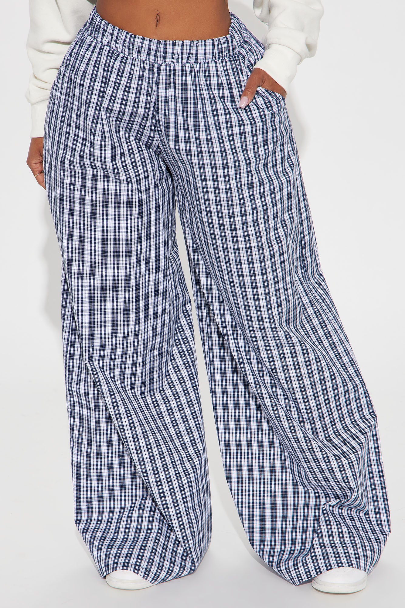 Eli Gingham Super Wide Boxer Pant - Navy/combo