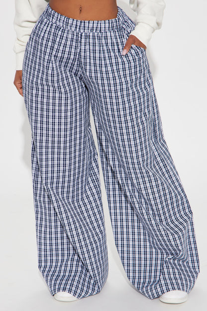 Eli Gingham Super Wide Boxer Pant - Navy/combo