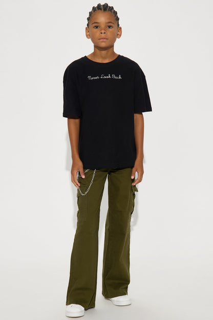 Mini Never Look Back Jacquard Short Sleeve Tee - Black