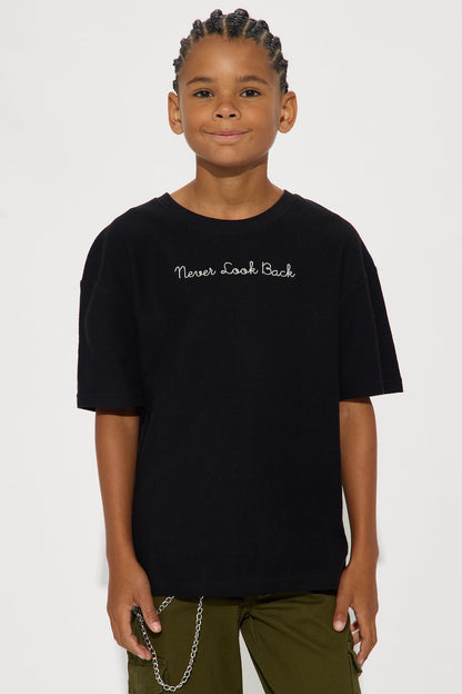 Mini Never Look Back Jacquard Short Sleeve Tee - Black