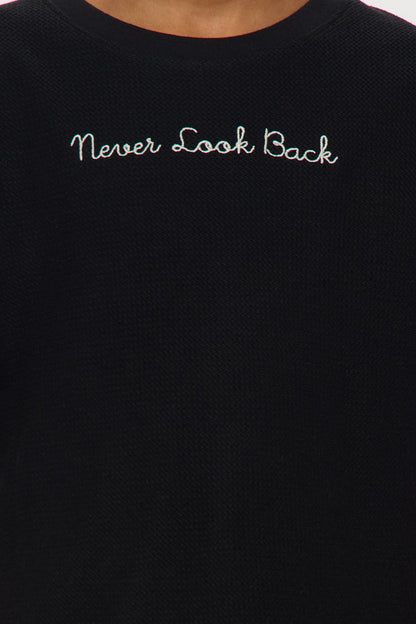 Mini Never Look Back Jacquard Short Sleeve Tee - Black