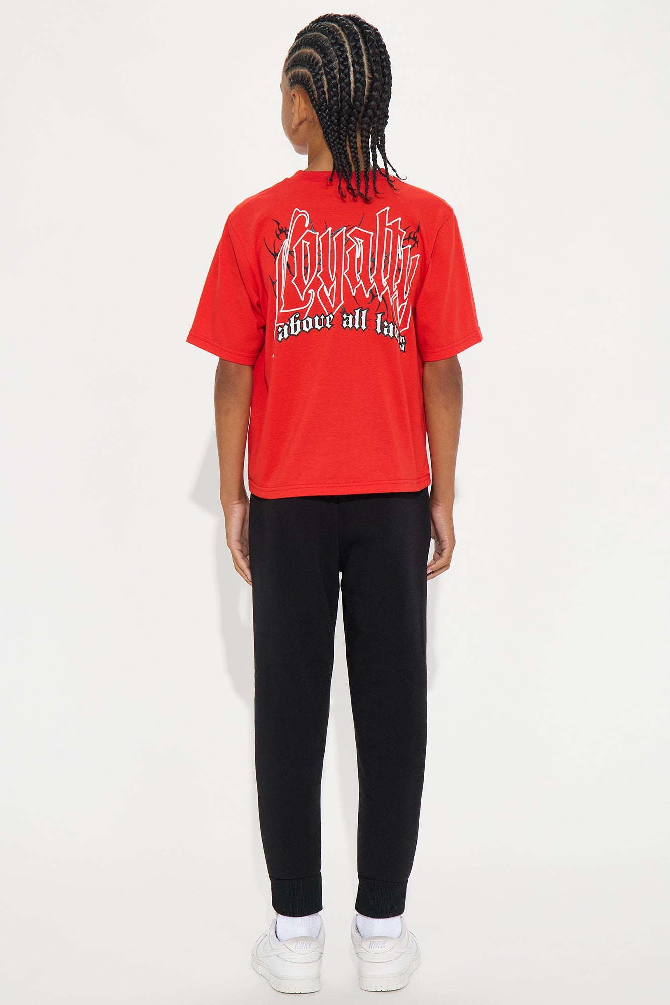 Mini Loyalty Front/Back T-Shirt And Pant Set - Red/combo