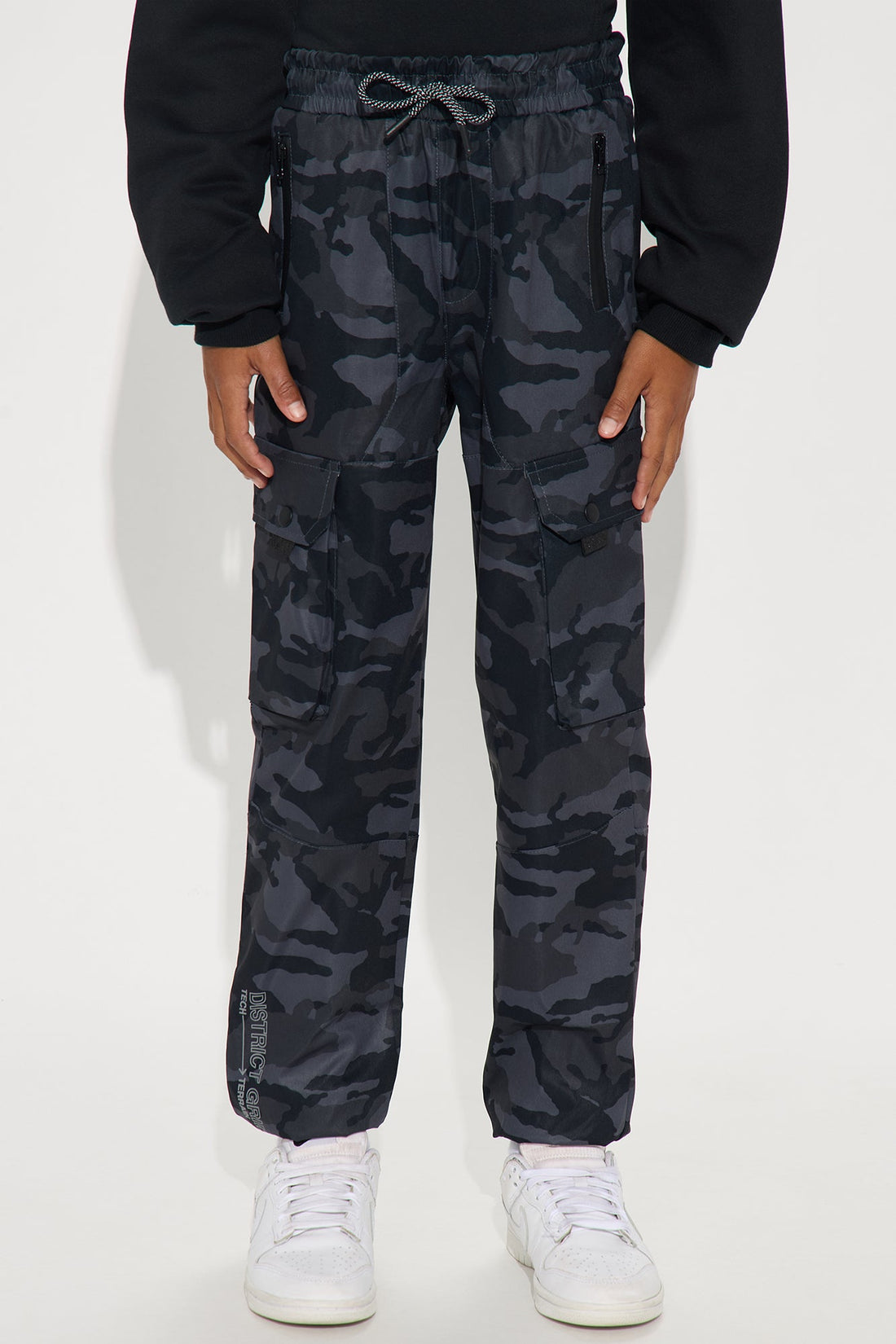 Mini District Grid Cargo Jogger Pants - Grey/combo