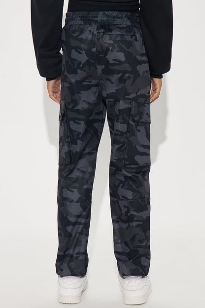 Mini District Grid Cargo Jogger Pants - Grey/combo