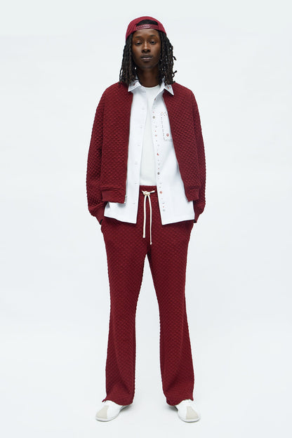 Soho Weave Bomber Jacket - Burgundy