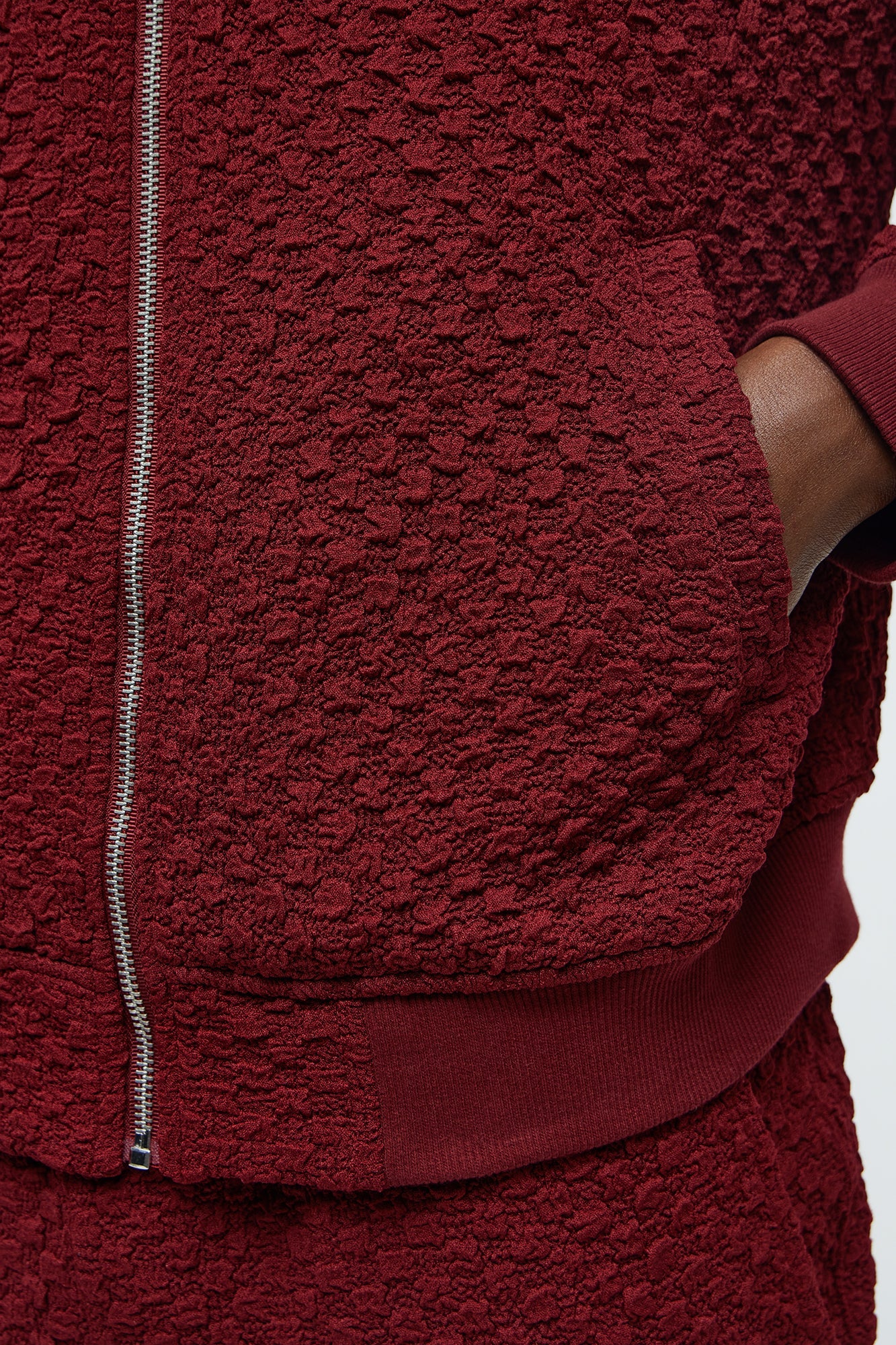 Soho Weave Bomber Jacket - Burgundy