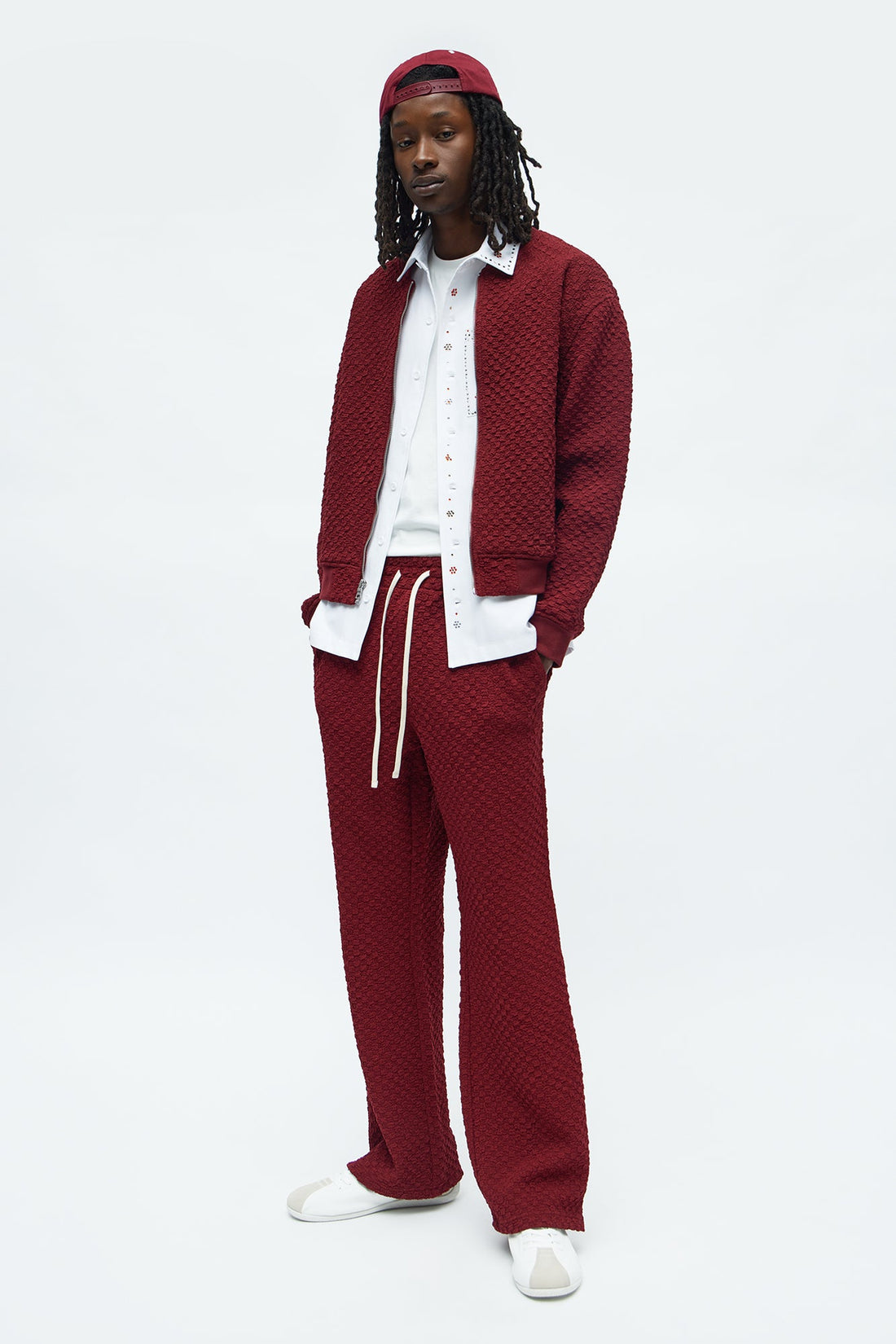 Slim Flare Soho Weave Slit Pant - Burgundy
