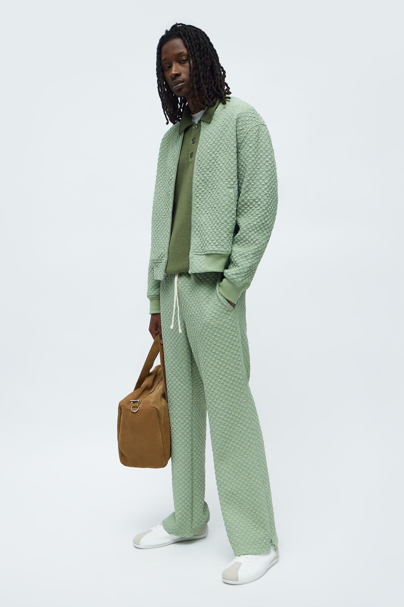 Slim Flare Soho Weave Slit Pant - Sage