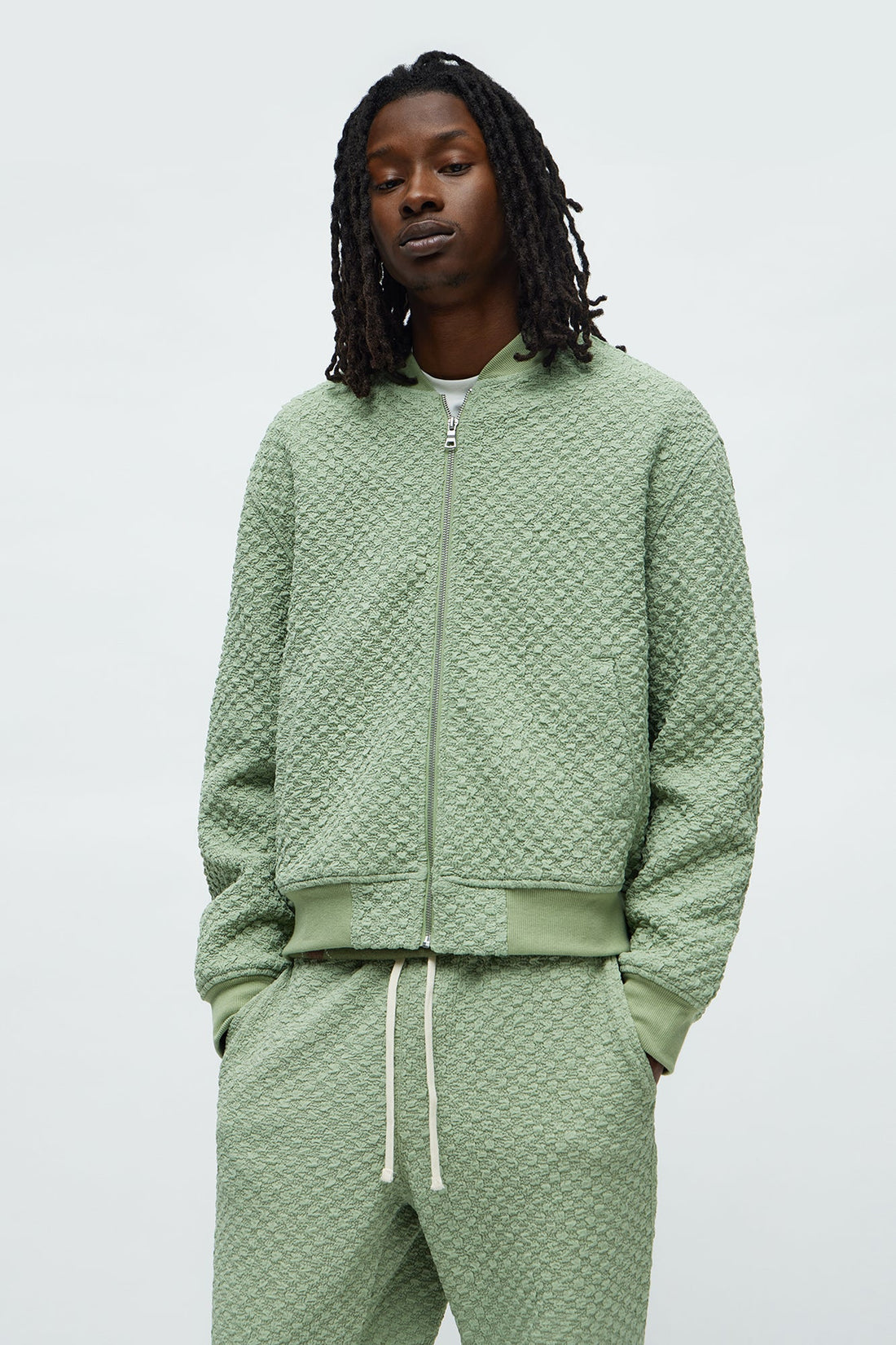 Soho Weave Bomber Jacket - Sage