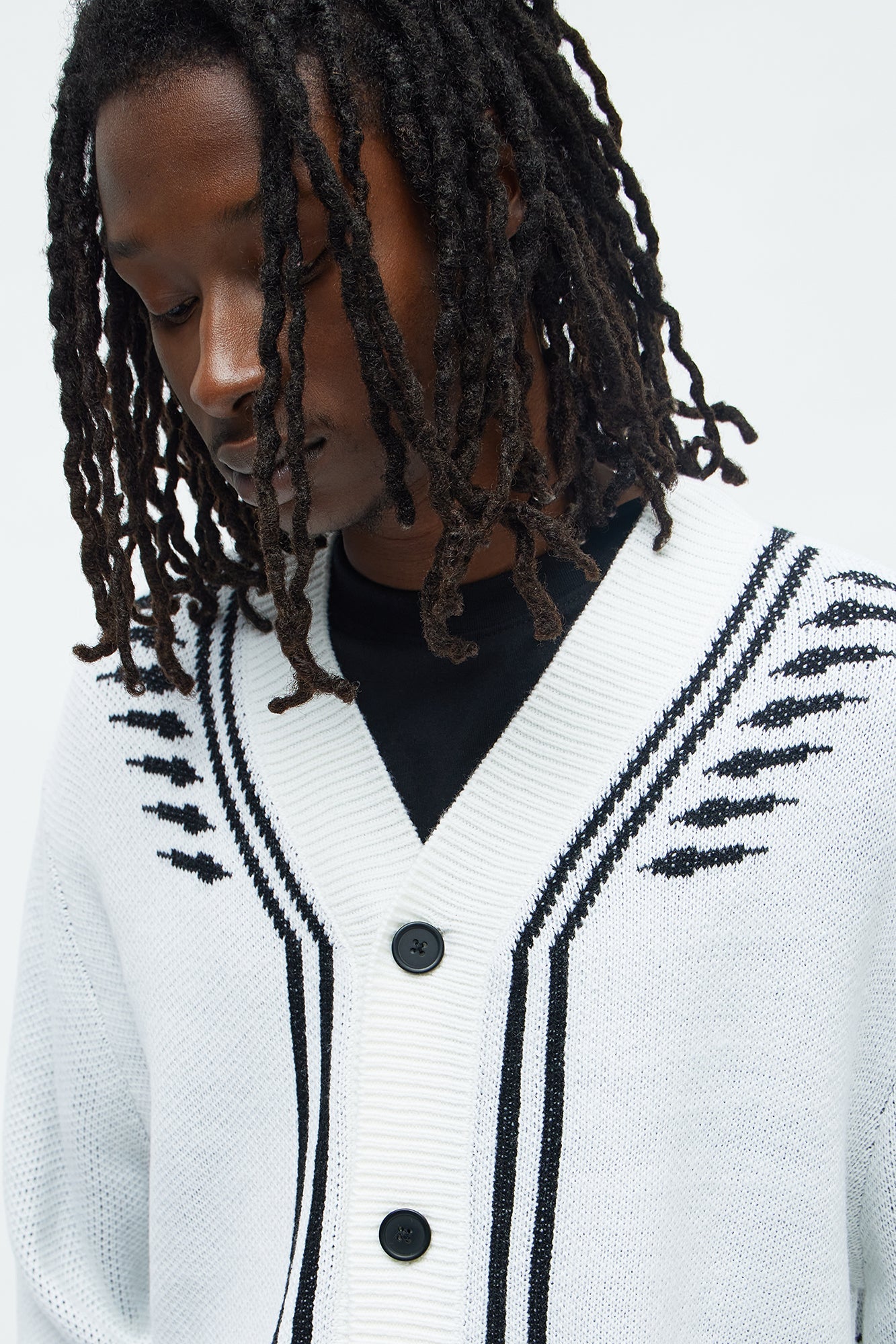 Contrast Detail Cardigan - Cream/combo