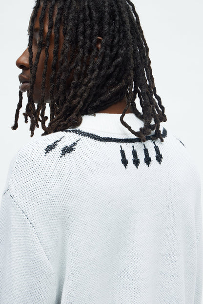 Contrast Detail Cardigan - Cream/combo