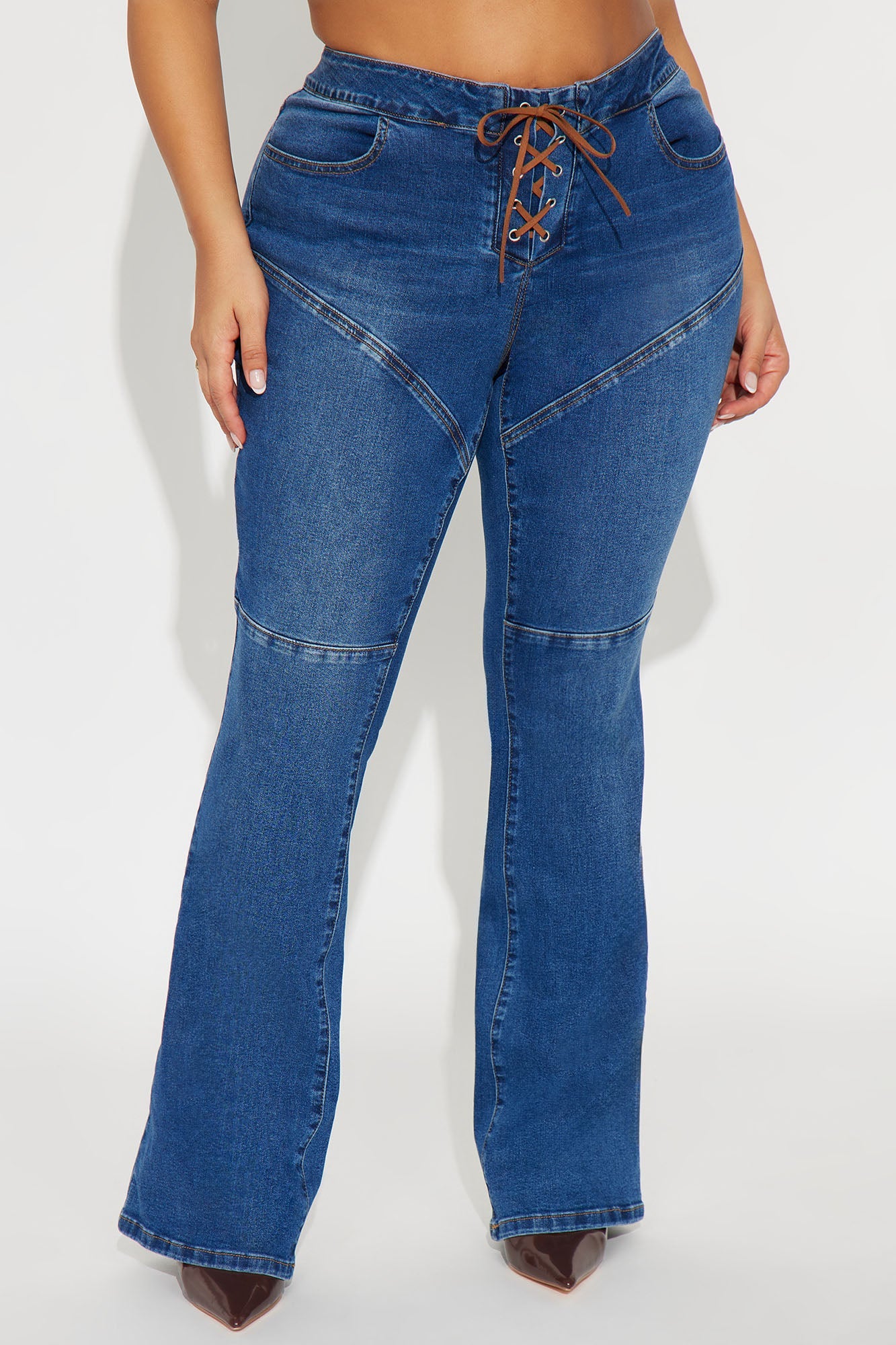Born To Roam Lace Up Bootcut Jeans - Dark Wash