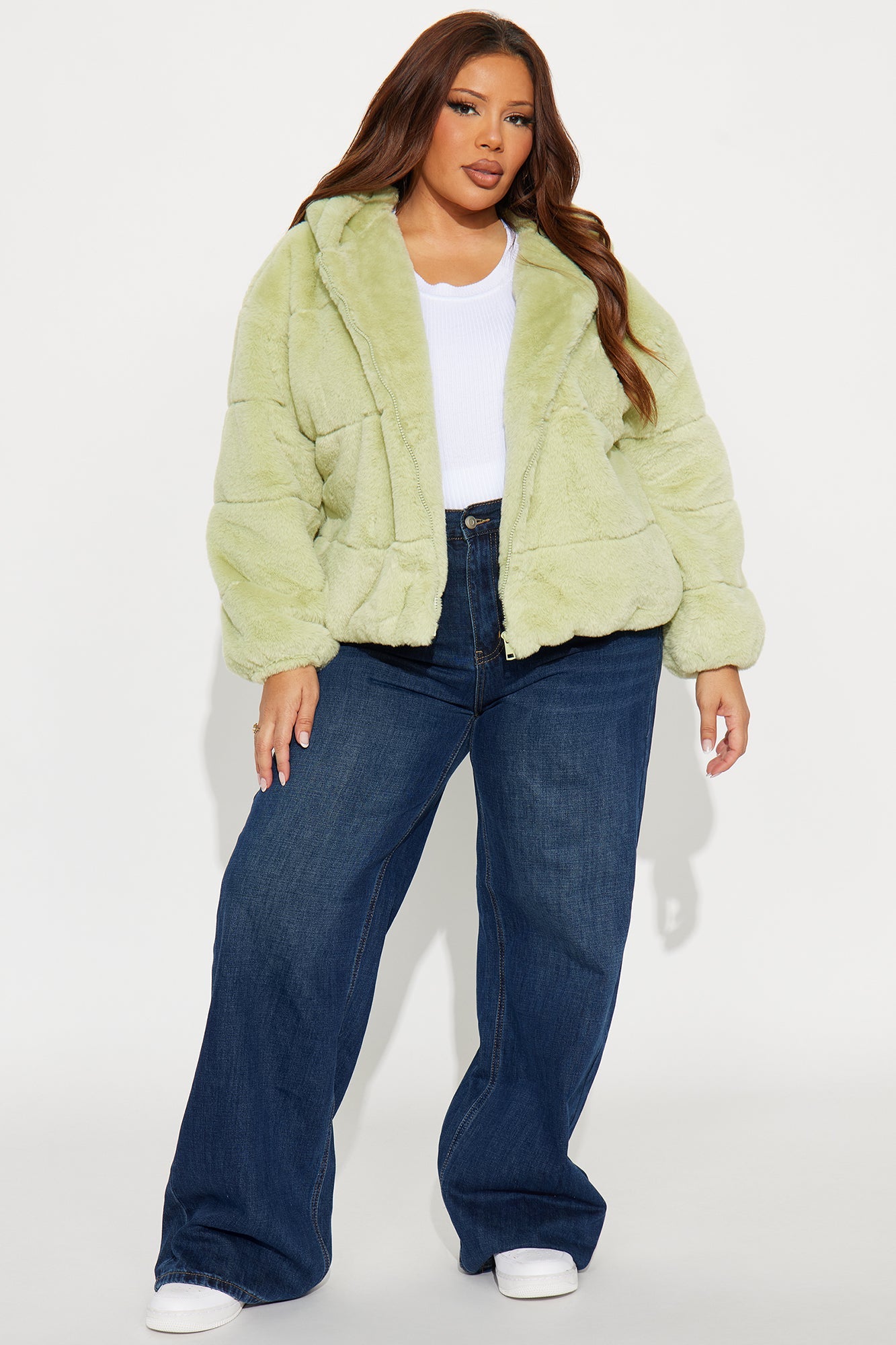 Leah Faux Fur Jacket - Sage