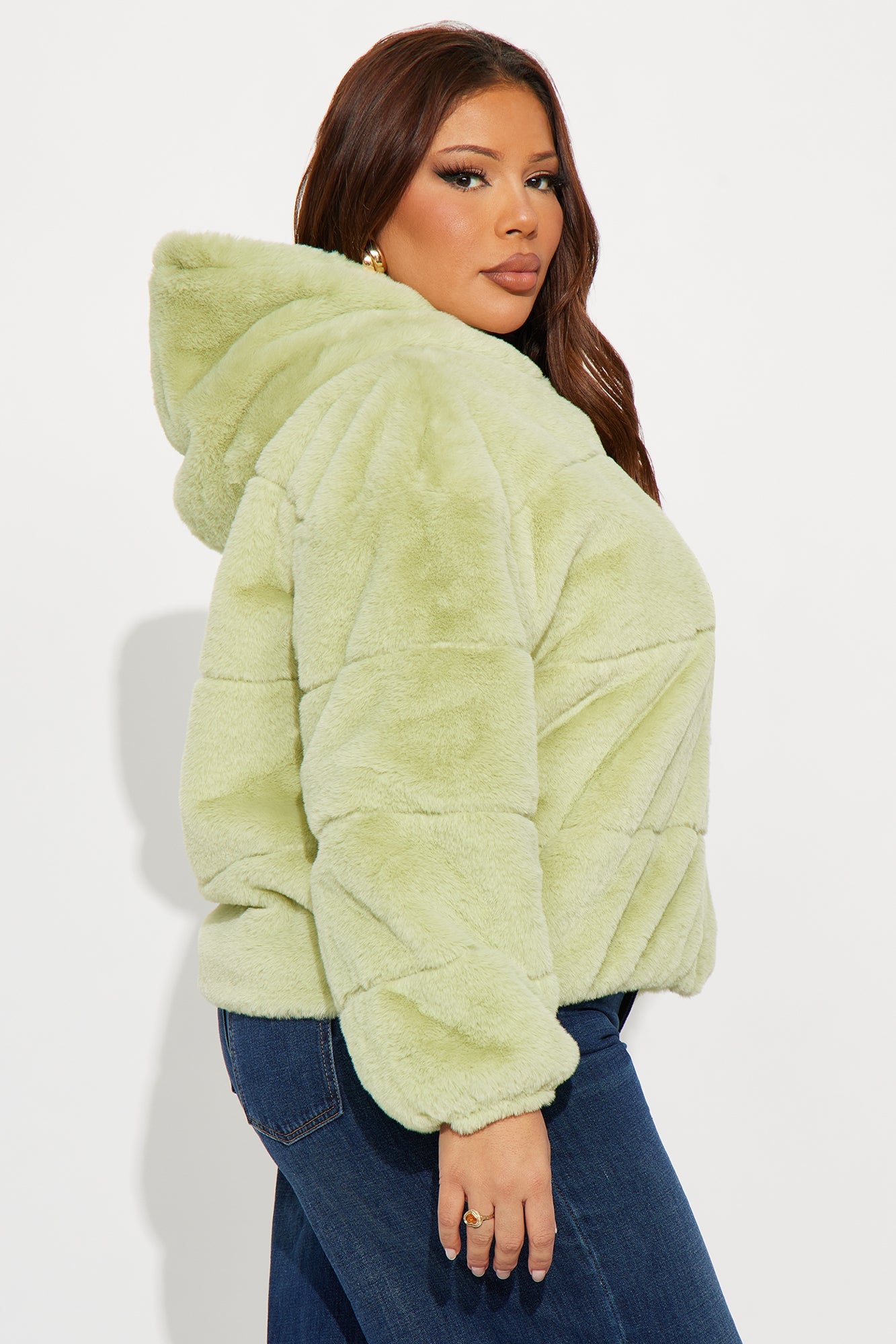 Leah Faux Fur Jacket - Sage