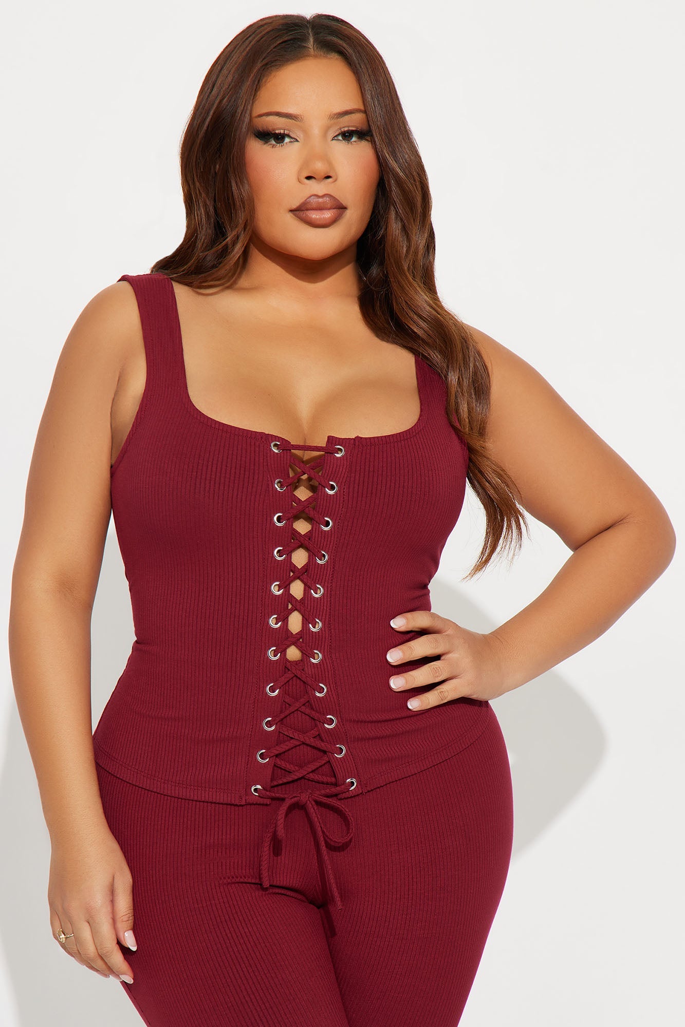 Carina Snatched Pant Set - Burgundy