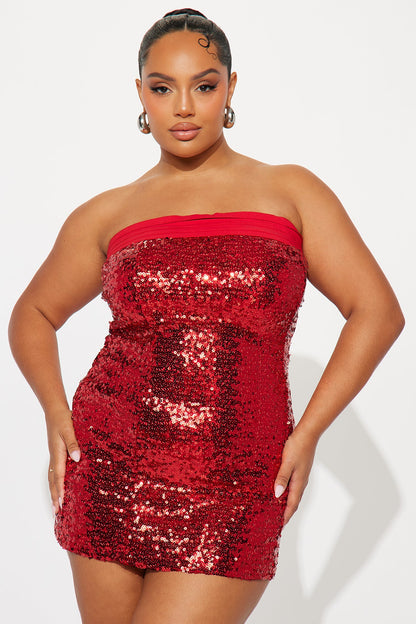 Becca Bow Dress Sequin Mini Dress - Red