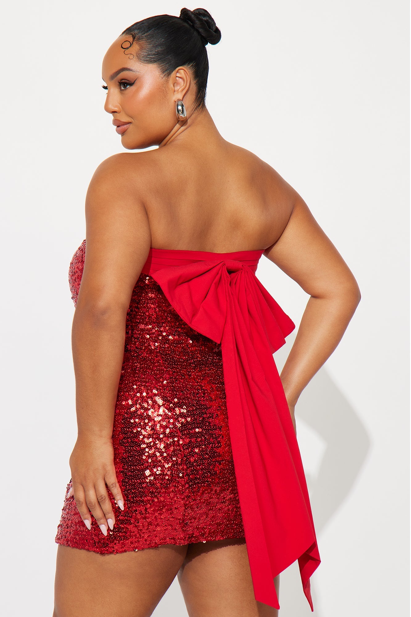 Becca Bow Dress Sequin Mini Dress - Red