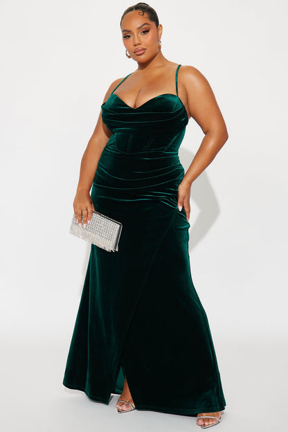 My Type Velvet Maxi Gown - Hunter